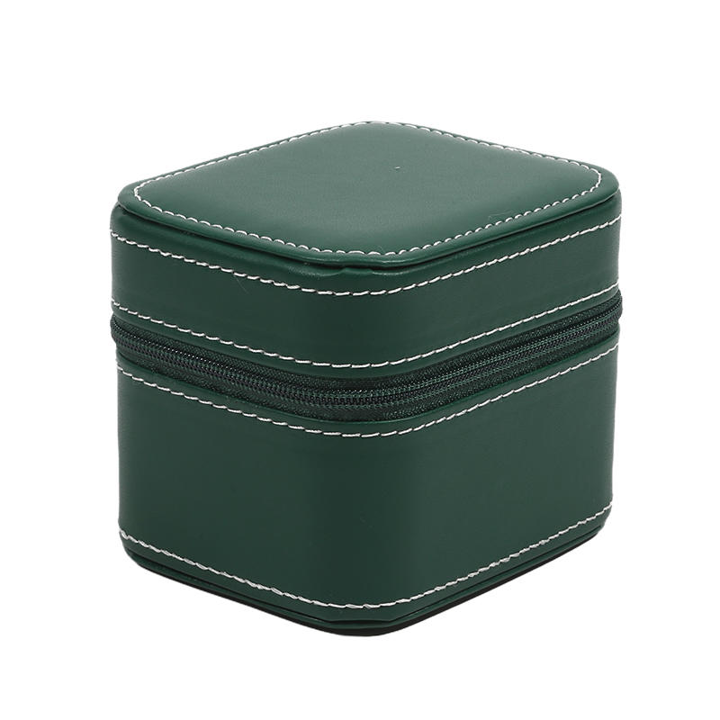 

Portable Square Watch Box Single Case PU Leather Travel with Removable Cushion Jewelry Storage Organizer зелёный