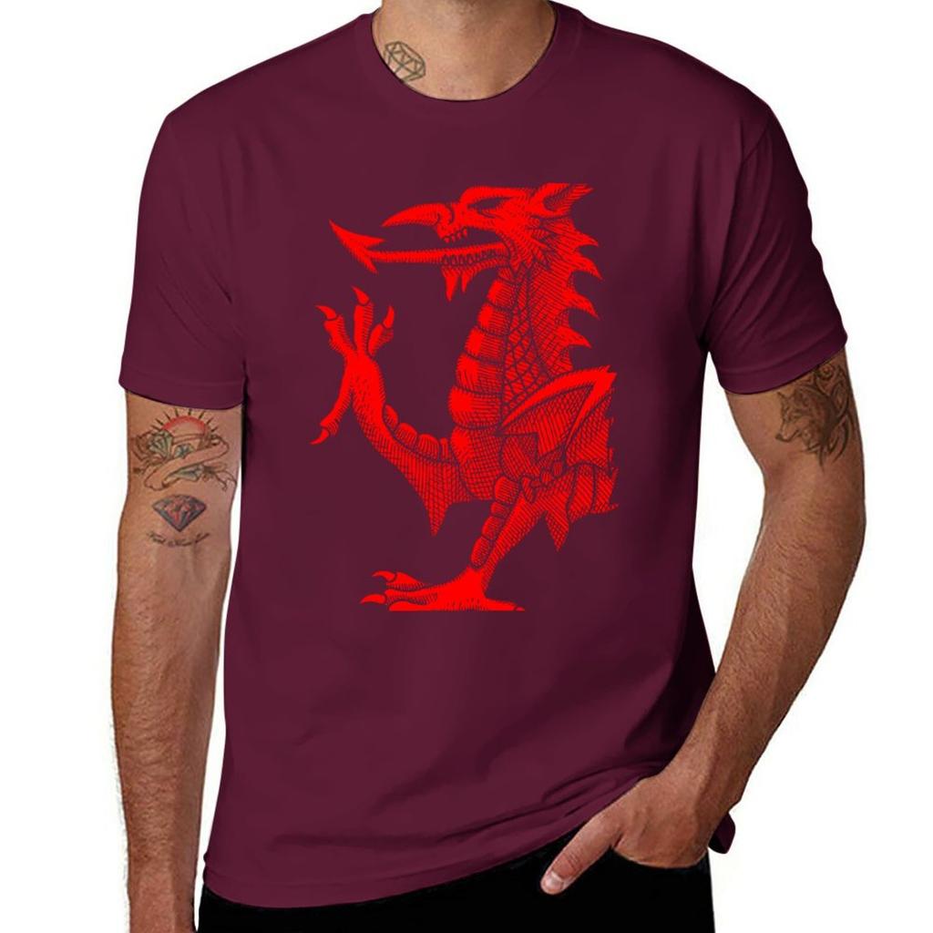 Welsh Dragon  Red Hatching TShirt Aesthetic Clothes Plus Size Tops Summer Top Tops Men Clothings