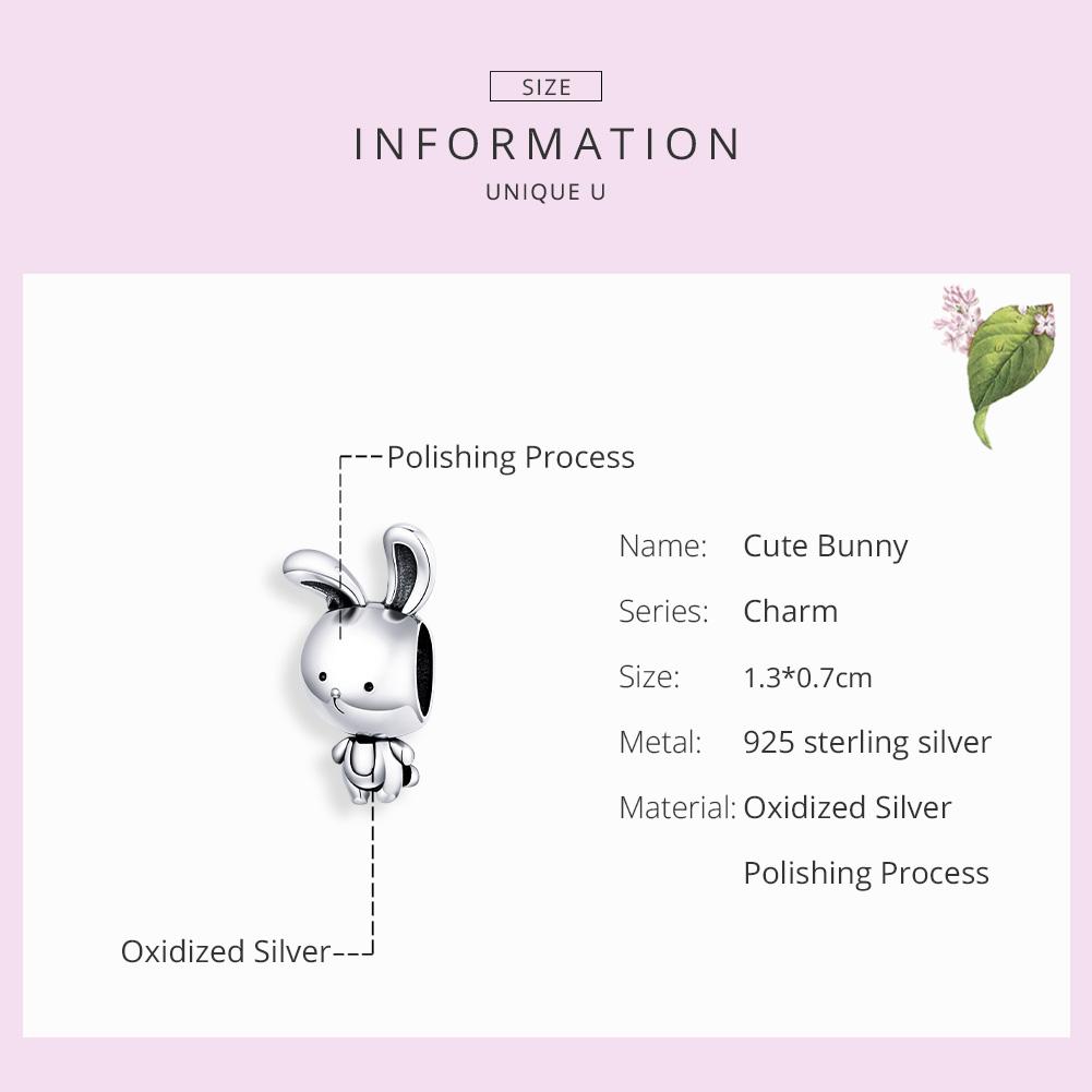 WOSTU Rabbit Charms Real 925 Sterling Silver Cute Rabbit Toy Beads Fit Original Women Bracelets DIY Jewelry Accessories CQC15172