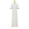 SP French Elegance Women's Striped Long Dress - Korean Style, Short-Sleeved, Slimming, Casual for Spring/Summer