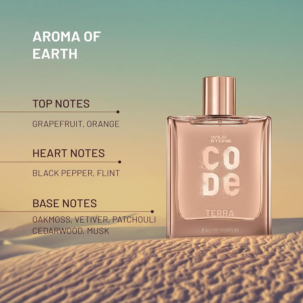 Wild Stone CODE Terra Eau De Parfum for Men, 100ml|Luxury Perfume with Long Lasting Smell for Classy, Maand Sleek Personalityture |for Men
