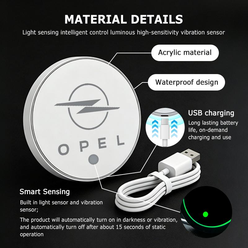 For Opel In3Car Triangle Window Atmosphere Light USB Wireless LED Decoration Light For Opel Insignia Corsa Grandland Antara Zafira Mokka