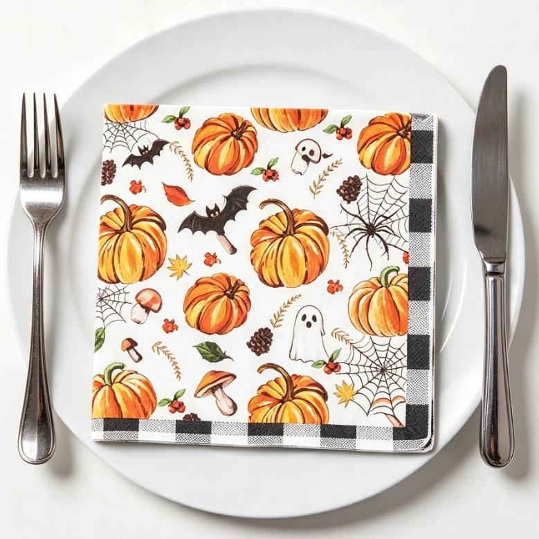 Halloween Themed Colorful Square Party Napkins
