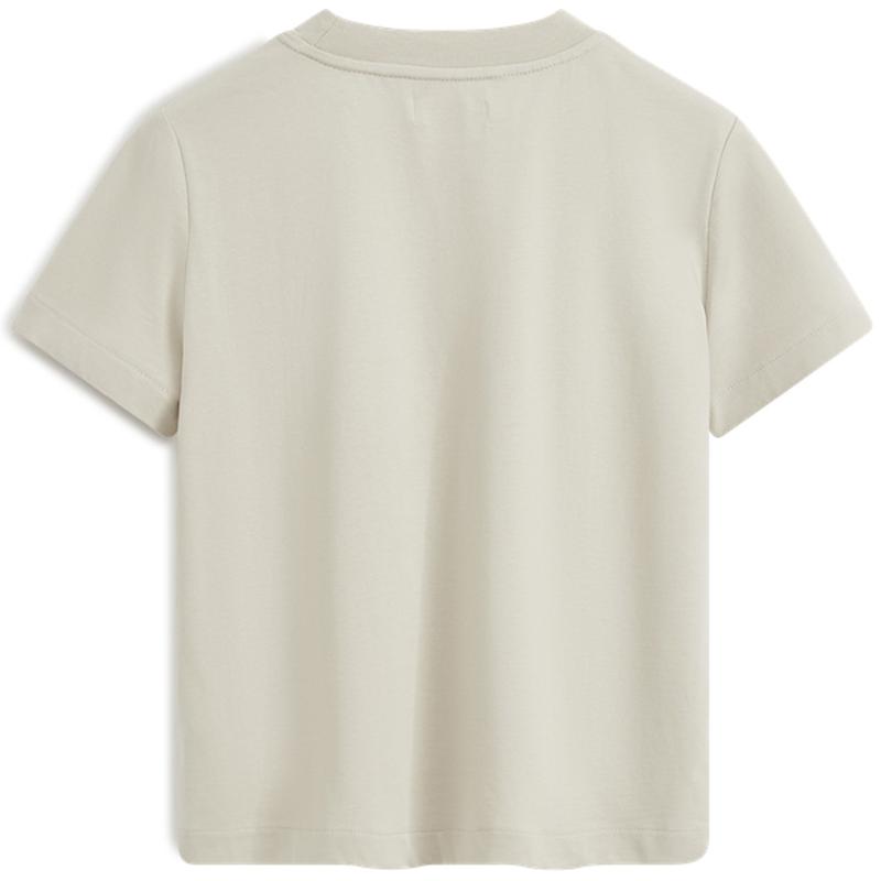 CK/Calvin Klein SS23 Solid Color Letter Embroidery Slim Fit Cotton T-Shirt Women Tops Light-Milk-Coffee 40WH105-AEV