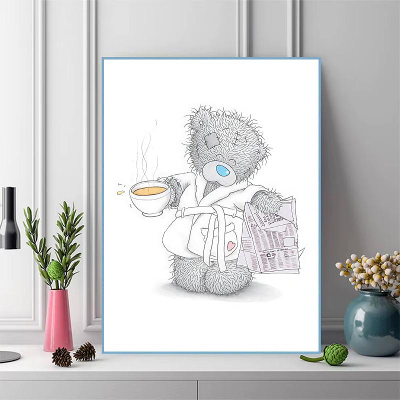 tatty Teddy 100% Round Full Drill 5D DIY Diamond Painting Embroidery Cross Stitch Rhinestone Décor toilet 3 piece set