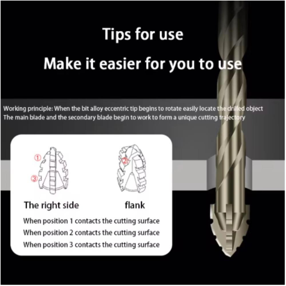 4-Blade Saw Tooth Eccentric Drill Bit for Wood/Metal/Concrete,High-Speed Steel,Heat-Resistant,Professional Rotary Tool Accessory