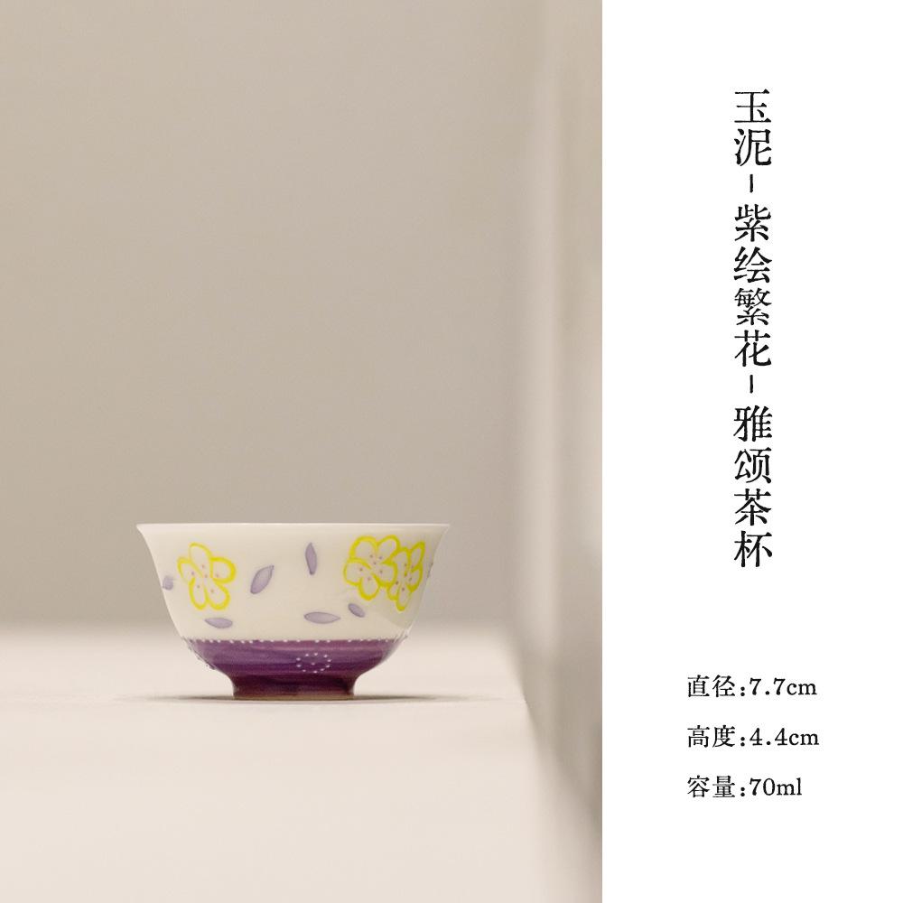 

70ml Hand-painted Purple Floral Teacup Ancient Tea Bowl Mug Tea-tasting Smelling Cup Jianzhan Master Cups Tea Items Ornaments As your choose