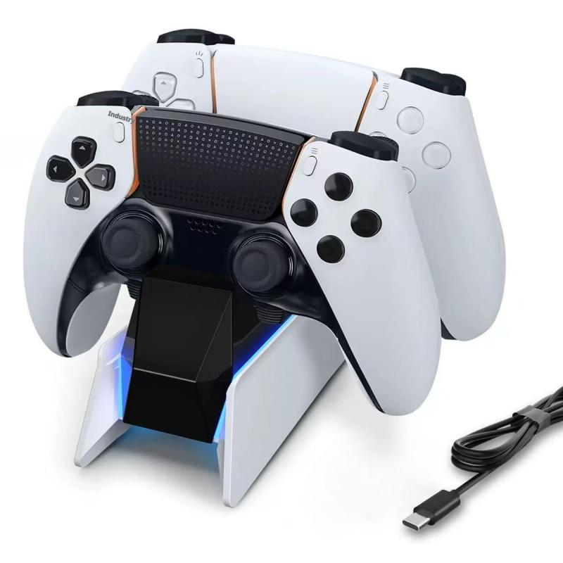 For PS5 Type-C DualSense Charging Station Dual Charging Dock Charger Stand for PlayStation 5 DualSense Wireless Game Controller