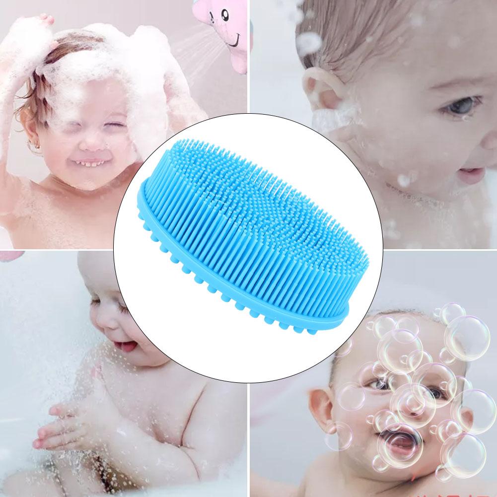 Silicone Baby Sensory Brush Massage Bath Tactility Training Brush Head Hair Washer Comb(Blue)