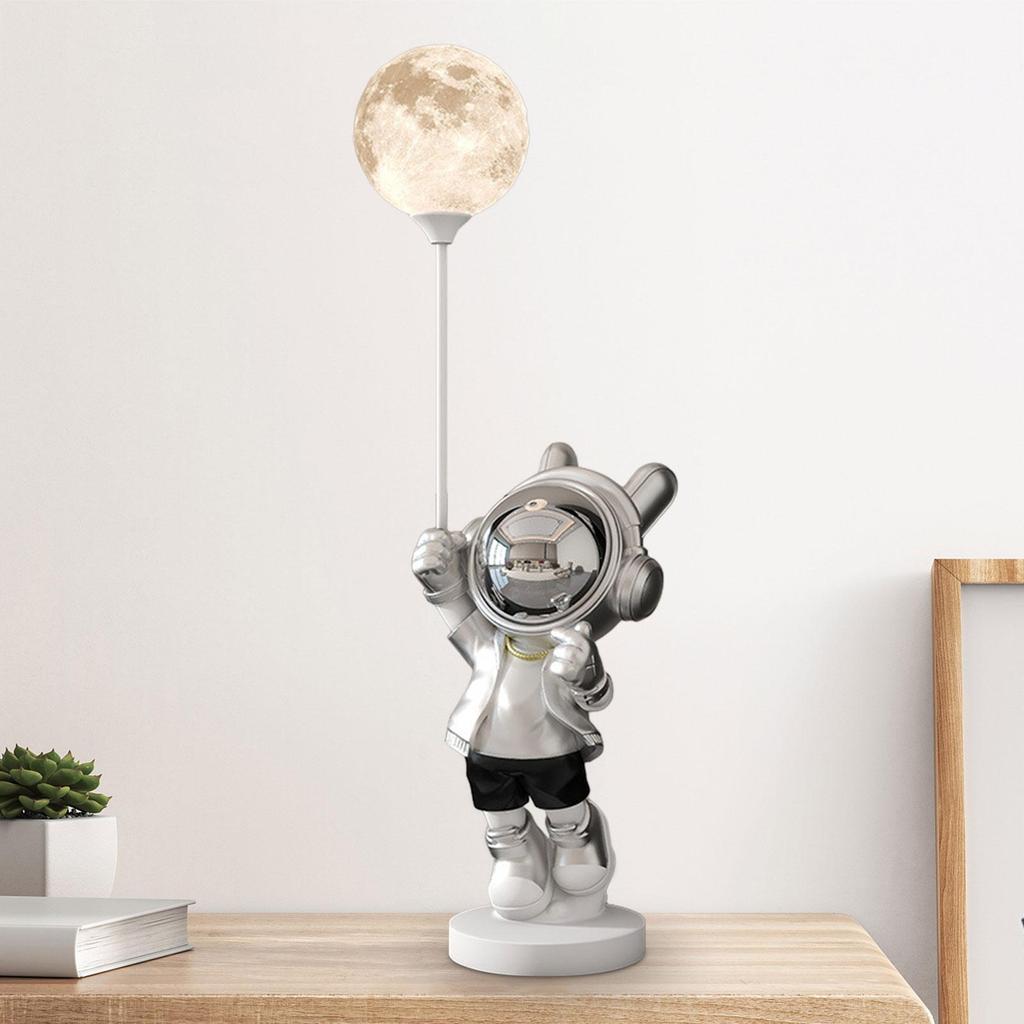 Astronaut Statue with Light Resin Figurine Artwork Gift Crafts Tabletop Ornament