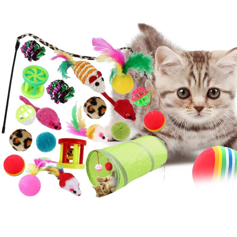 Pet Set Toy Indoor Tunnel Cave Cat Stick Fake Mouse Ball Interactive Supplie
