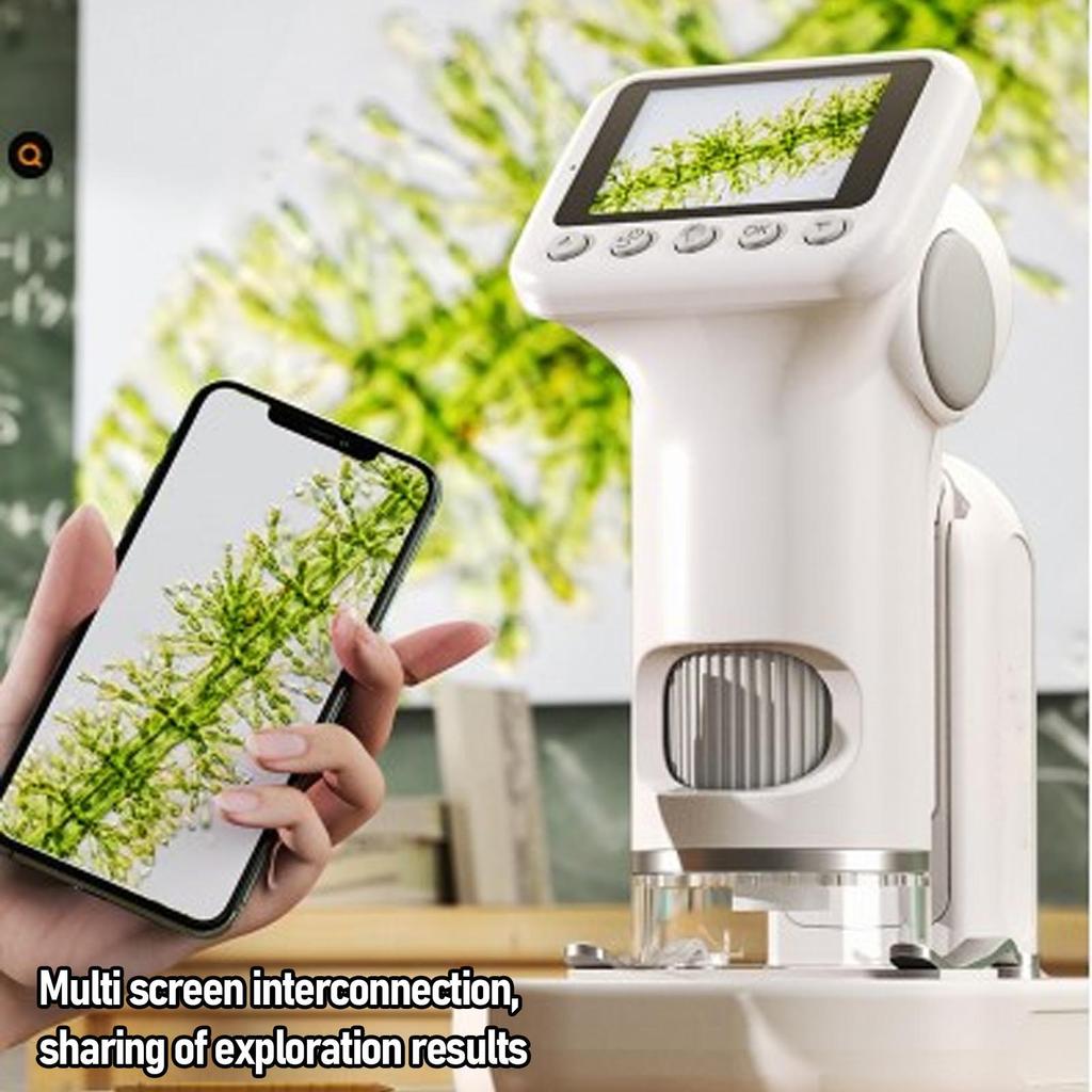 1080P HD 1600X Kids Microscope Pocket Portable Mini Handheld Digital Microscope 2in Screen Rechargeable Student Edu Science Toy