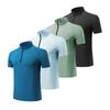 Summer Quick Drying T-shirt Men's Stand Up Collar Half Zipper Men's Fitness Clothes Loose Casual Running Training Sports Short Sleeved