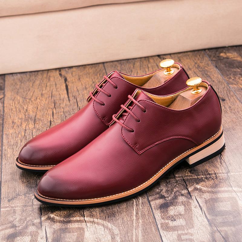 Four Seasons Men's Shoes Men's British Leather Shoes Men's Korean Version Pointed Business Dress British Business Casual Leather Shoes Men's