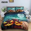 Happy Halloween King Queen Duvet Cover Orange Pumpkin Bedding Set Kids Teens Adults Bats Horror Festival Polyester Quilt Cover