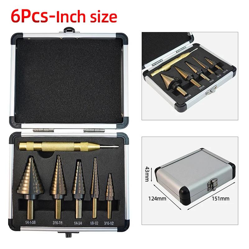 Metal Wood Drilling Tool Automatic Center Punch Step Drill Bit Set Nitride Coated Metric/Inch Cone Drill Bit Hole Opener