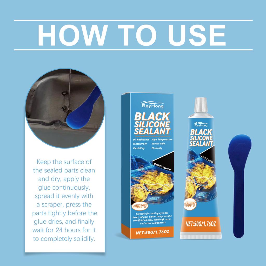 50g Car Engine Black Silicone Sealant Gasket Maker Universal Waterproof Oil-resistant Adhesive Glue Repair Sealer For Engines