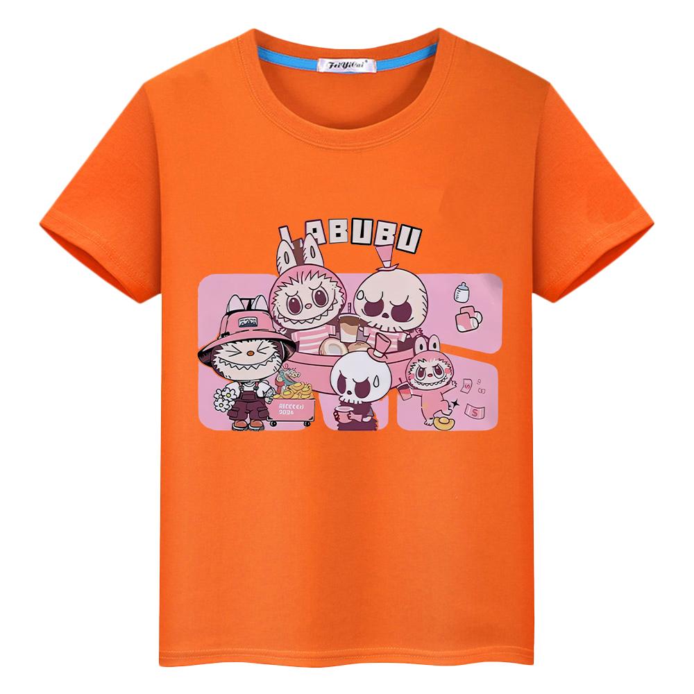 Labubu T Shirt for Kids Boy 10years 100%Cotton Anime Short Kawaii Tops Pride Tshirt Y2k Toddler Girl Clothes Kids Clothes Girls