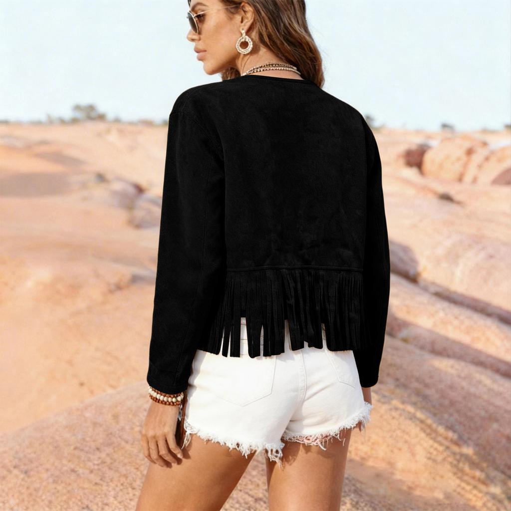 Fashionable Women's Tassel Vest, Faux Suede Sleeveless Jacket, Coat.