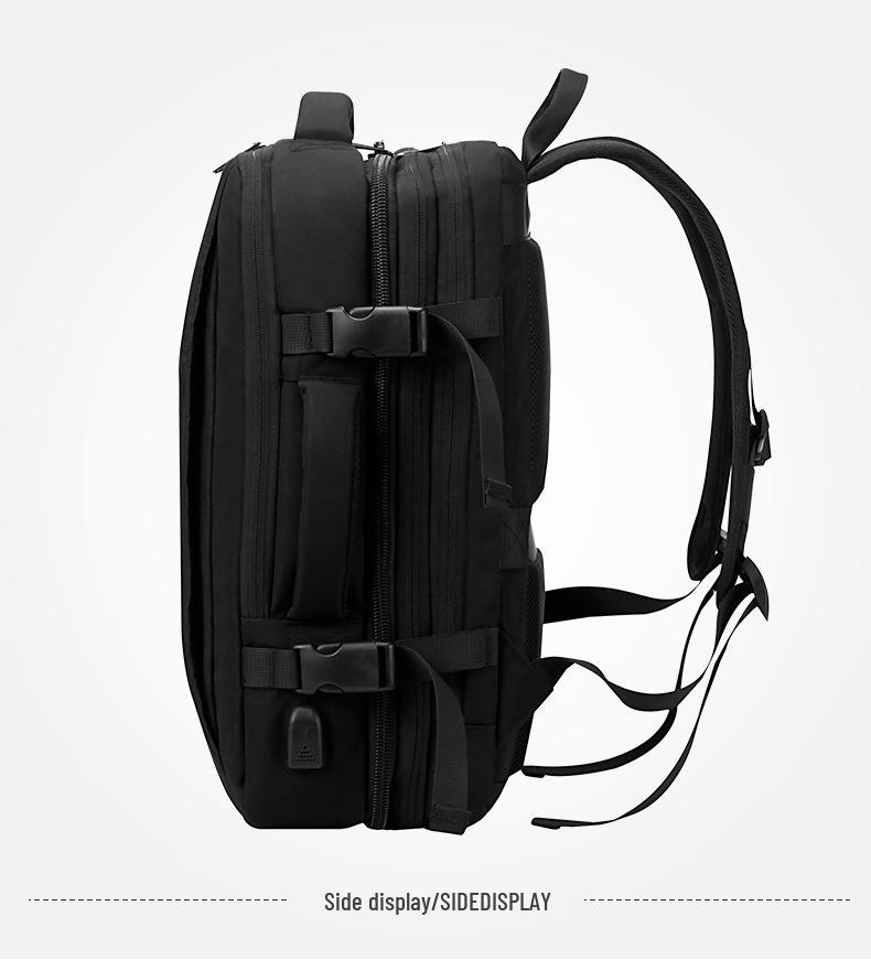Men's Leather Business Travel Backpack with Laptop Compartment and Wet/Dry Separation