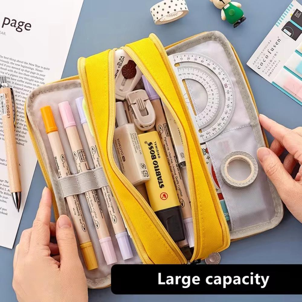 Multifunctional Zipper Pencil Box 3 Layer Stationery Organizer  School Supplies