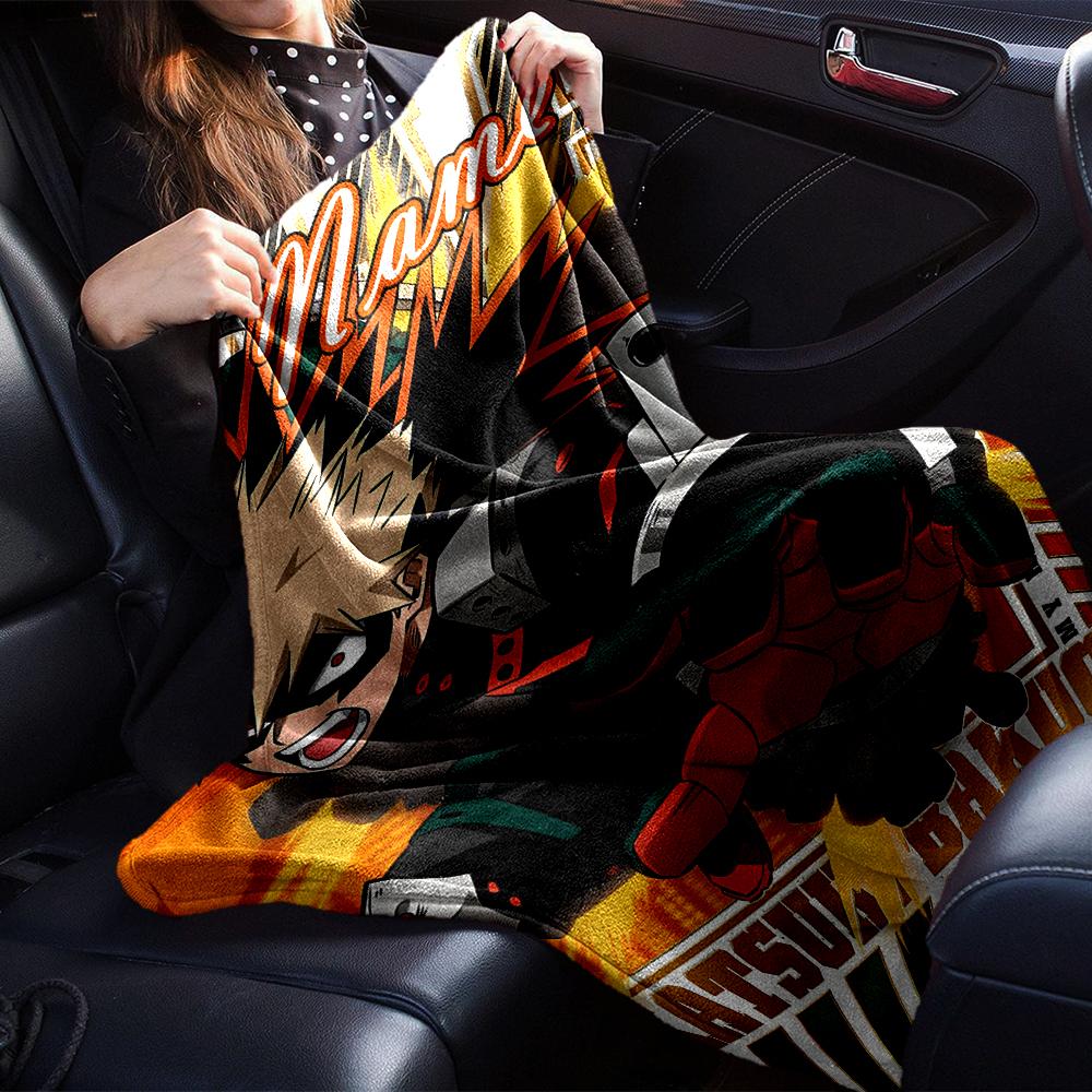 Custom Name My Hero Academia Theme Printed Blanket - Perfect for Couch, Bed, Travel & Outdoor Use | Machine Washable, Cozy & Durable.