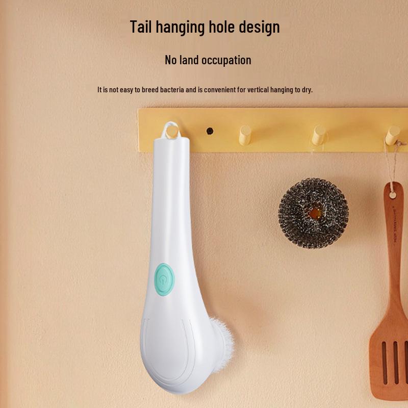 Wireless Handheld Multifunctional Cleaning Brush with 5 Replacement Heads for Kitchen Pots and Pans