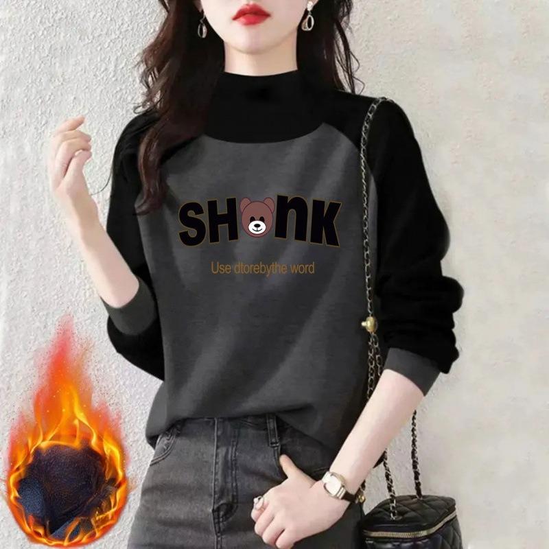 A Loose and Fashionable Long-sleeved Semi-high-neck Sweatshirt for Women, Which Is Slimming, Warm and Makes Them Look Younger
