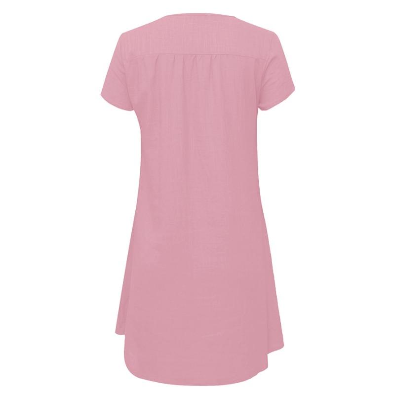 Summer Loose Short Sleeve V-neck Short Dress Women Plus Size Fashion Elegant Thin Party Casual A-line Dress Female Simple Solid Color Women's Clothing