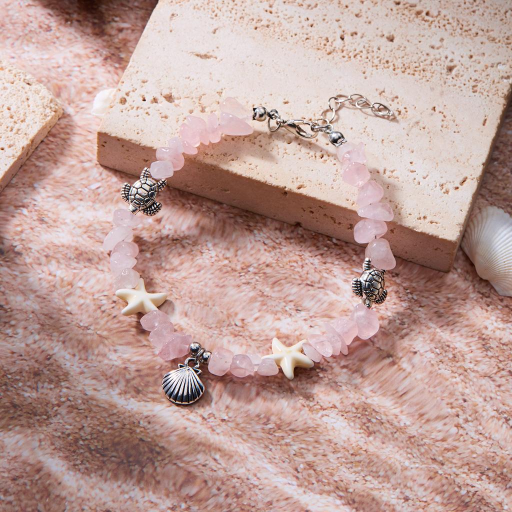 Bohemian Crystal Natural Stone Shell Bracelet Painted Shell Starfish Anklet Beaded Bracelet For Women Beach Jewelry Gifts