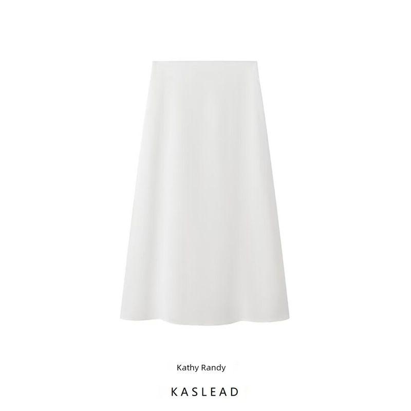 Kaslead New Arrival Women's Fashion Style Fashion Casual Easiest for Match Minimalist Cotton and Linen High Waist Skirt