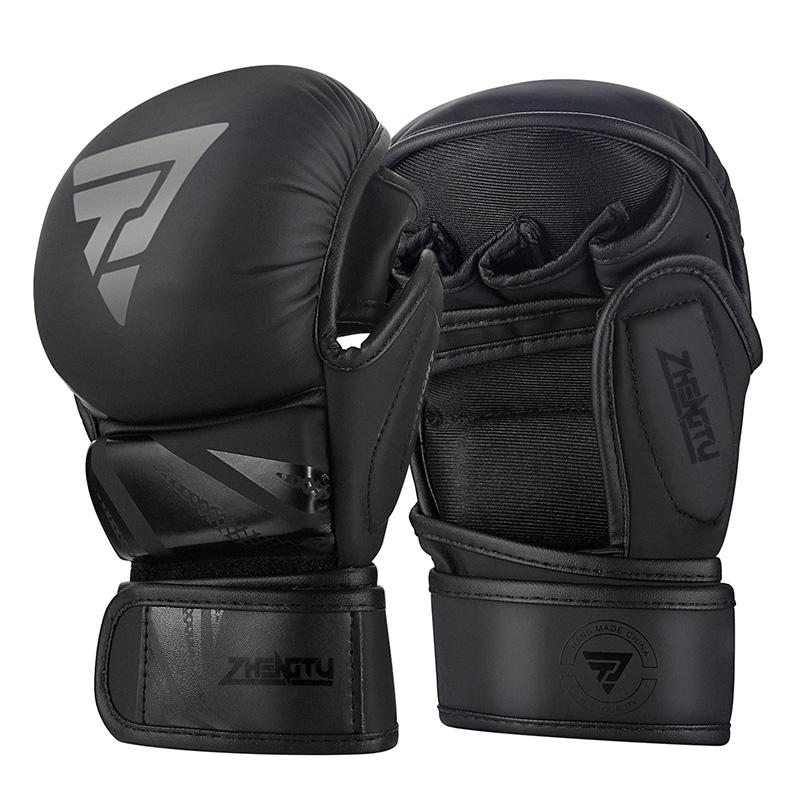 Professioneller MMA-Handschuh Mattschwarz 7oz MMA Trainings-Sparring-Grappling-Boxen-Muay Thai-Handschuhe