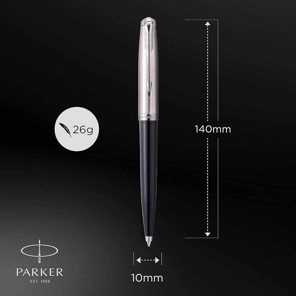 PARKER Parker Ballpoint Pen 51, Black CT, Medium, Permanent, in a Gift Box, Imported, 2123495Z