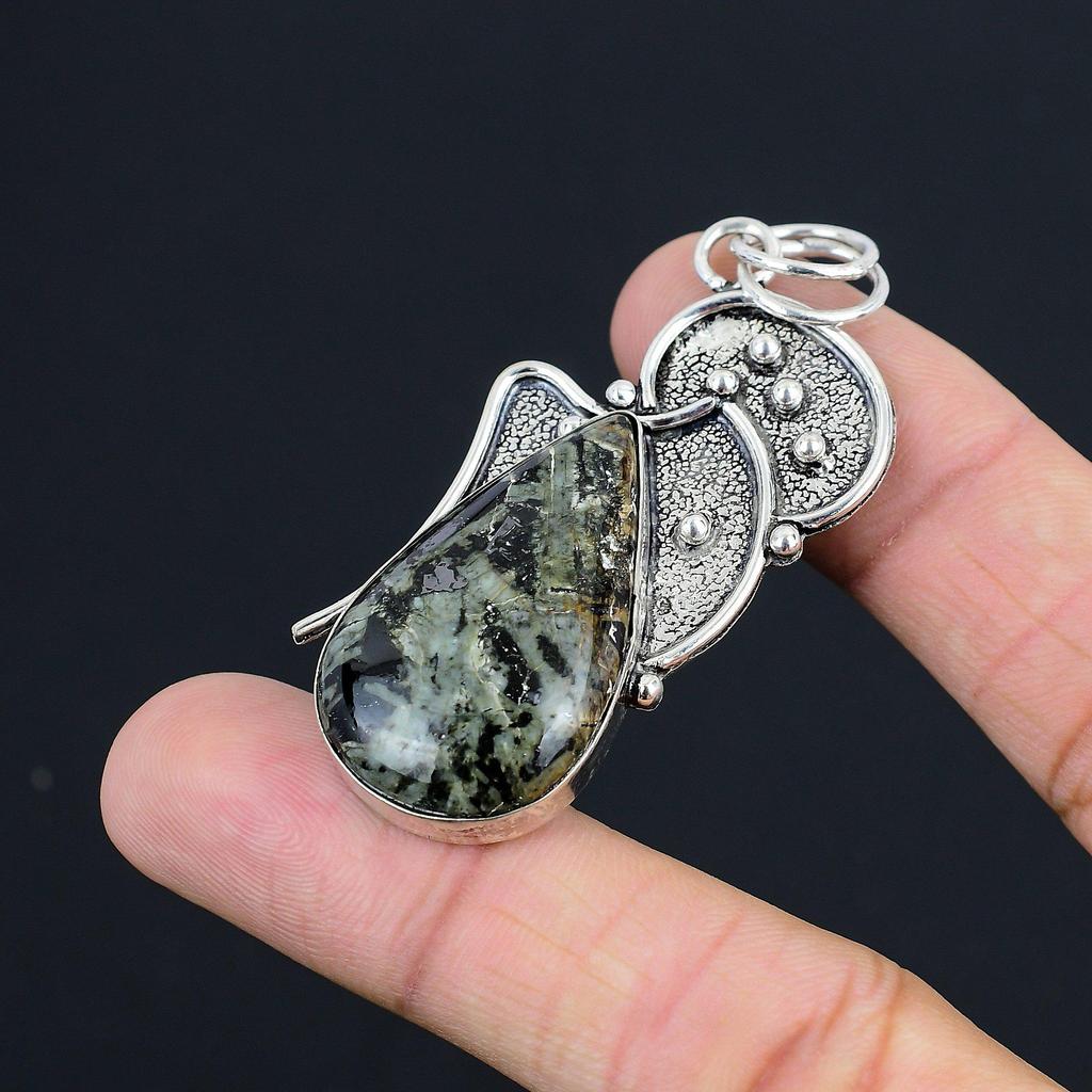 Anniversary Gift For Her Natural Stargalaxy Gemstone Pendant 925 Sterling Silver