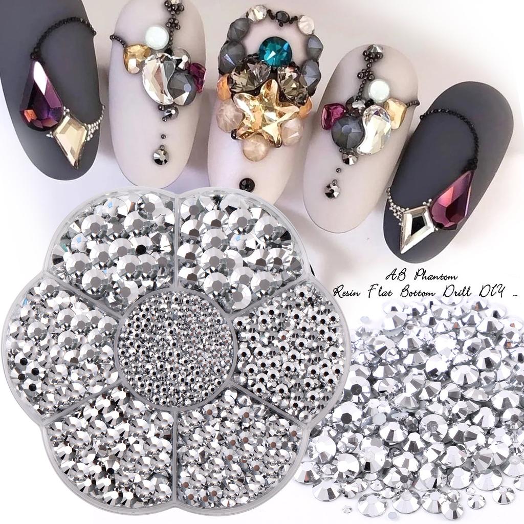 7 Grid Plum Blossom Boxed Resin Flat Bottom Nail Art Jewelry Jelly Diamond Violent Bear Ab Rhinestone Diy Clothing Diamond Sticker