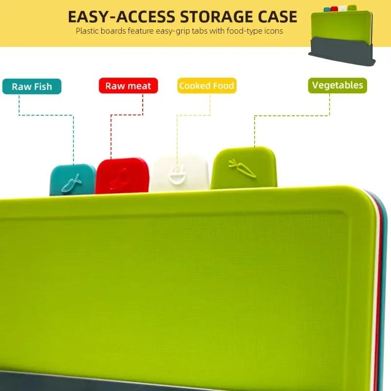 Cutting Board Sorting Cutting Board 4pcs Sets for Anti Bacterium Plastic Chopping Board Plastic Dishwasher Safe Kitchenware