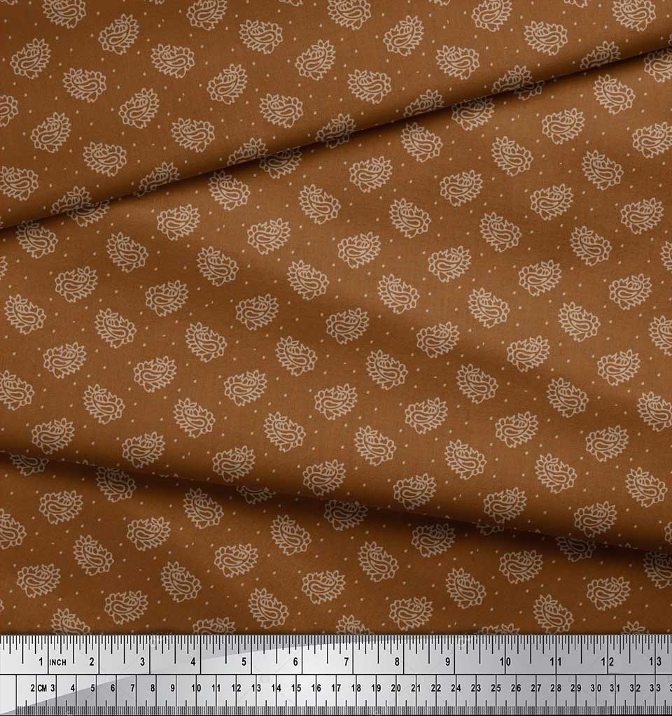 Soimoi Japan Crepe Satin Fabric Dot & Paisley Print Fabric by Metre 42 Inch