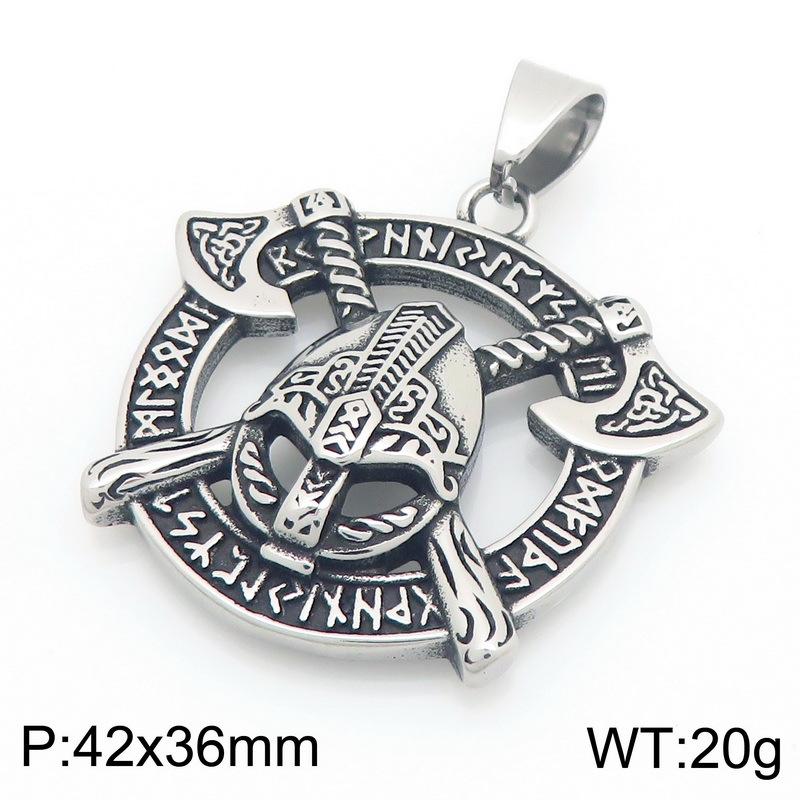 Titanium Steel Men s Pendant Templar Cross Viking Axe Raven Odin Norse Mythology Necklace