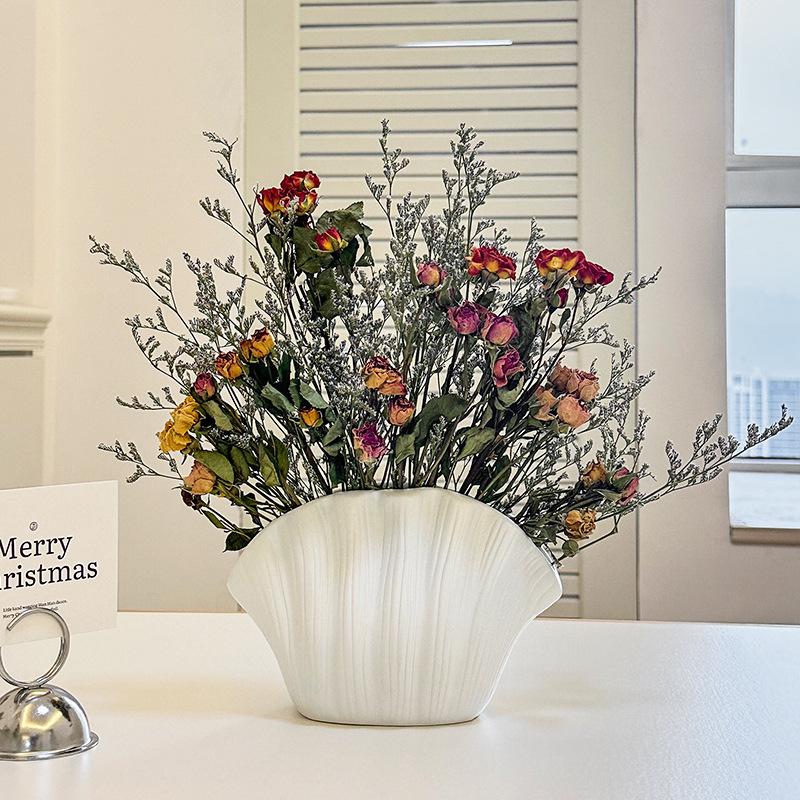 Folding Shell Creative Vase Vinyl Desktop Decor Flower Arrangement Vase Dried Flower Hydroponic Vase Folded Entrance Ornament