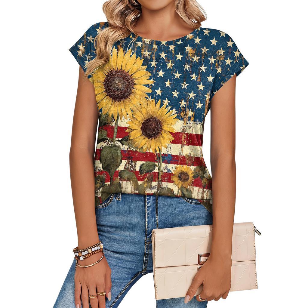 Women's Loose-Fit Fashionable Casual Retro Print T-Shirt