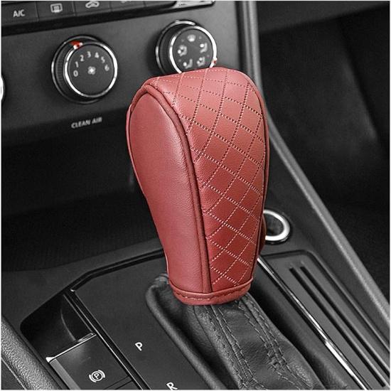 Leather Gear Shift Cover Diamond Embroidery Design,Durable Shift Knob Cover for Shift Lever Protection,Universal Car Gear Shift Cover Car Decorative