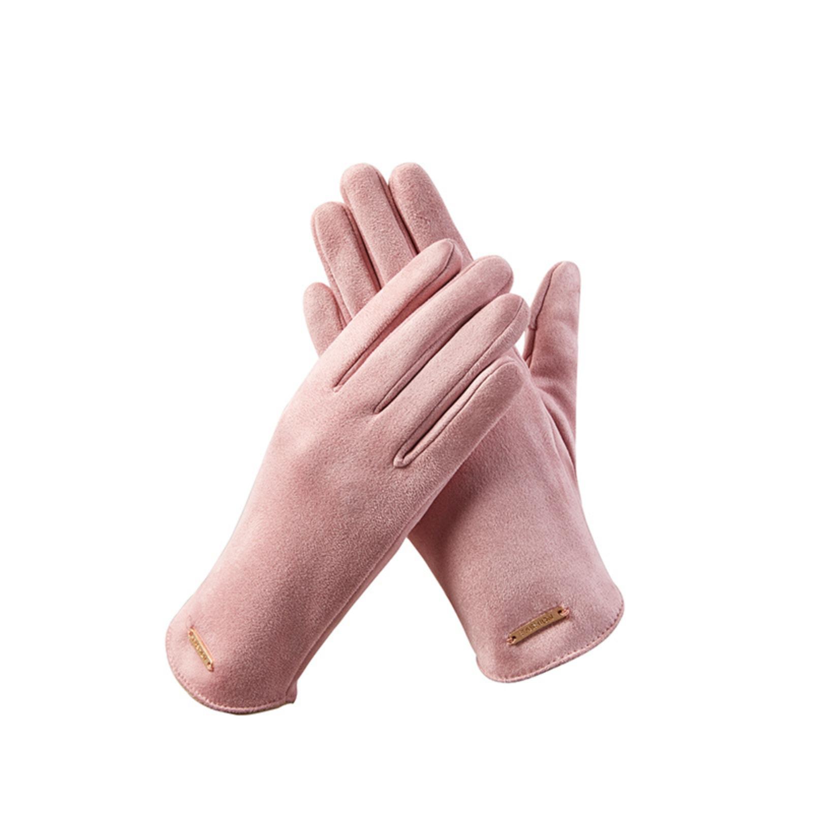 

Теплые замшевые перчатки для женщин, плюс бархатные перчатки для езды на велосипеде и вождения на открытом воздухе, ветрозащитные зимние перчатки с сенсорным экраном One Size