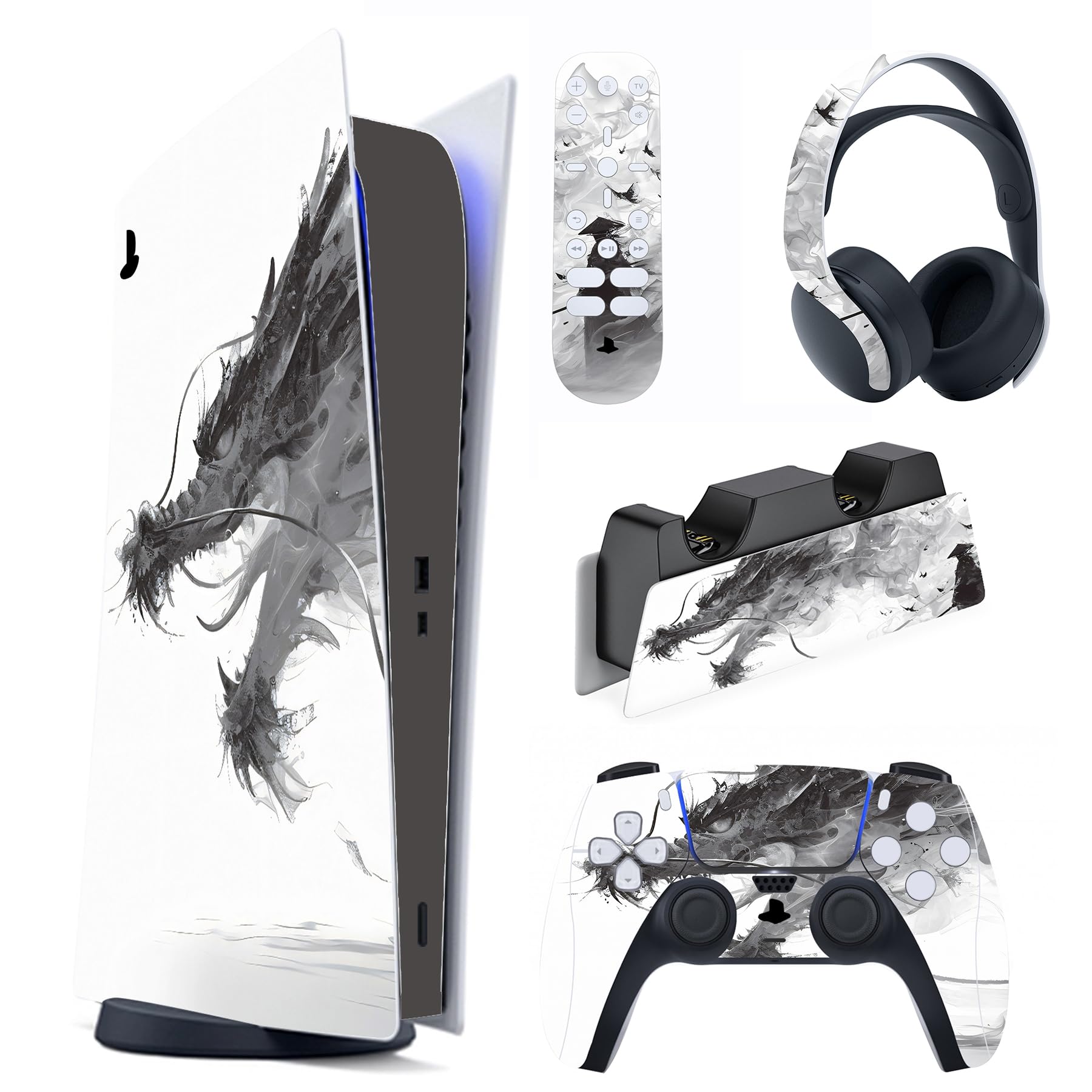 

Наклейка для консолі PlayVital PS5, вінілова наклейка для зарядної станції контролера PS5, гарнітури, пульта дистанційного керування (цифрова версія), & & &