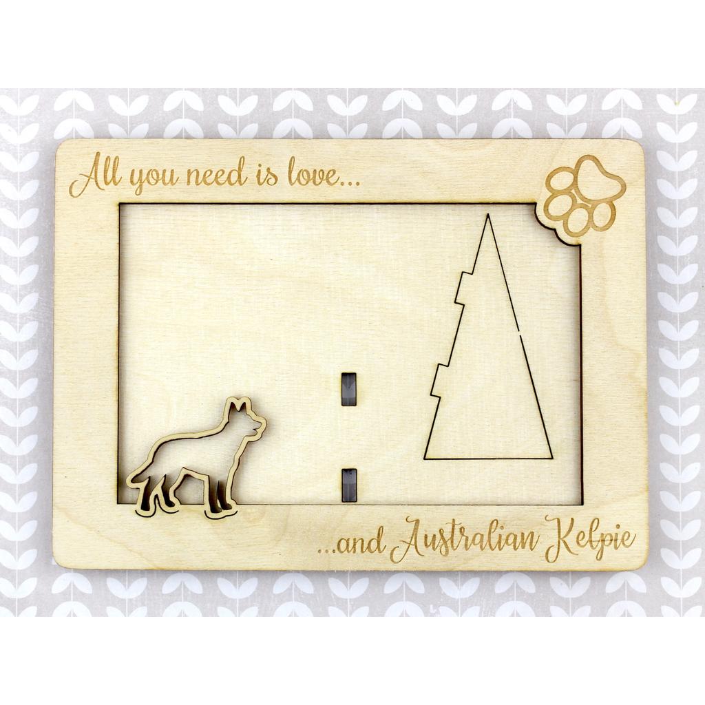 Australian Kelpie, Barb, Farmer Dog – Photo frame, engraved wooden frame | Art-Dog