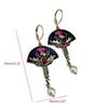Kolczyki w kształcie wachlarza Granat Kwiaty Wzór Dangle Drop Kolczyk Stylowy Elegancki Perła Wisiorek Kolczyk Biżuteria Prezent