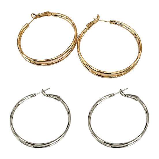 1 Par de Brincos Argola Círculo Duplo para Mulheres, Brincos Argola Grandes Finos de Camada Dupla, Joia de Brinco Geométrico Redondo