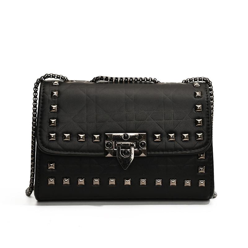 Stylish Retro Rivet Small Square Bag For Women In Elegant Black White And Pink