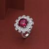Deluxe Floral Red AAA Cubic Zirconia Gem Ring for Women's Shining Anniversary Party Gift Premium Women's