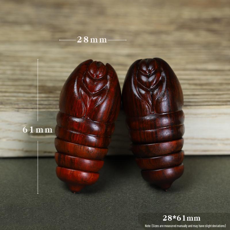 High-Quality, Eight-Direction Rotatable Hand-Carved Rosewood Silkworm Cocoon for Cultural Enrichment