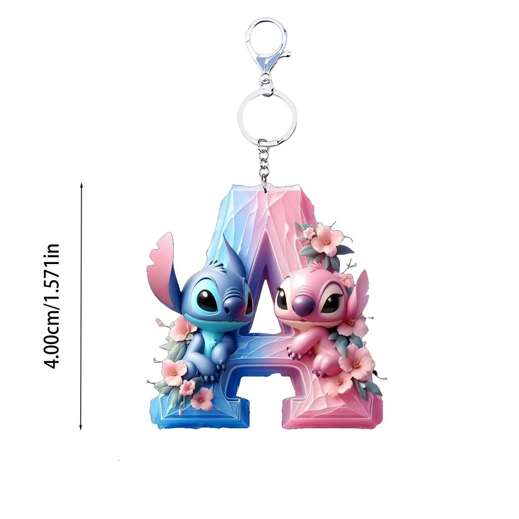 stitch acrylic cute keychain cartoon flat 2D stilt English letters ornament doll cartoon birthday gift halloween